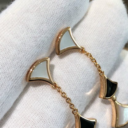 [Angela Jewellery]DREAM EARRINGS 3 MOTIFS ONYX MOP PINK GOLD