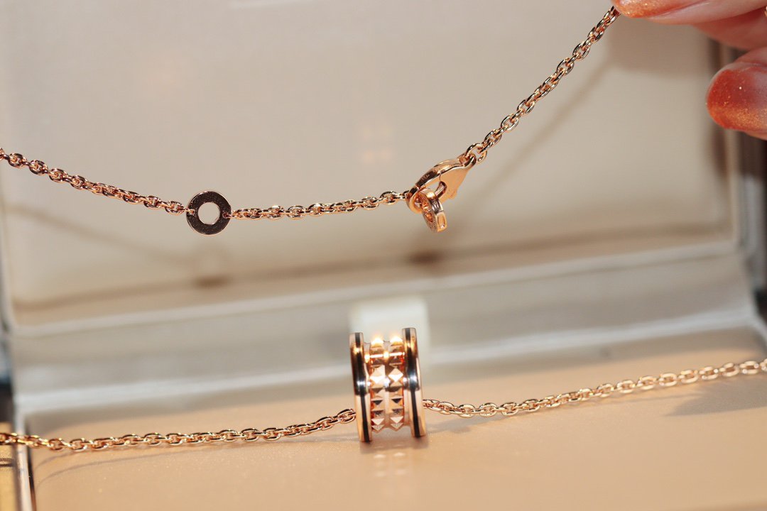 [Angela Jewellery]ZERO 1 ROCK PEDANT PINK GOLD BLACK NECKLACE
