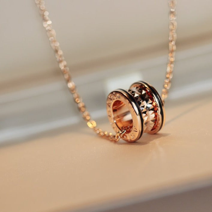 [Angela Jewellery]ZERO 1 ROCK PEDANT PINK GOLD BLACK NECKLACE