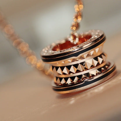 [Angela Jewellery]ZERO 1 ROCK PEDANT PINK GOLD BLACK NECKLACE