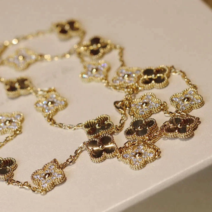 [Angela Jewellery]CLOVER 20 MOTIFS LASER DIAMOND NECKLACE