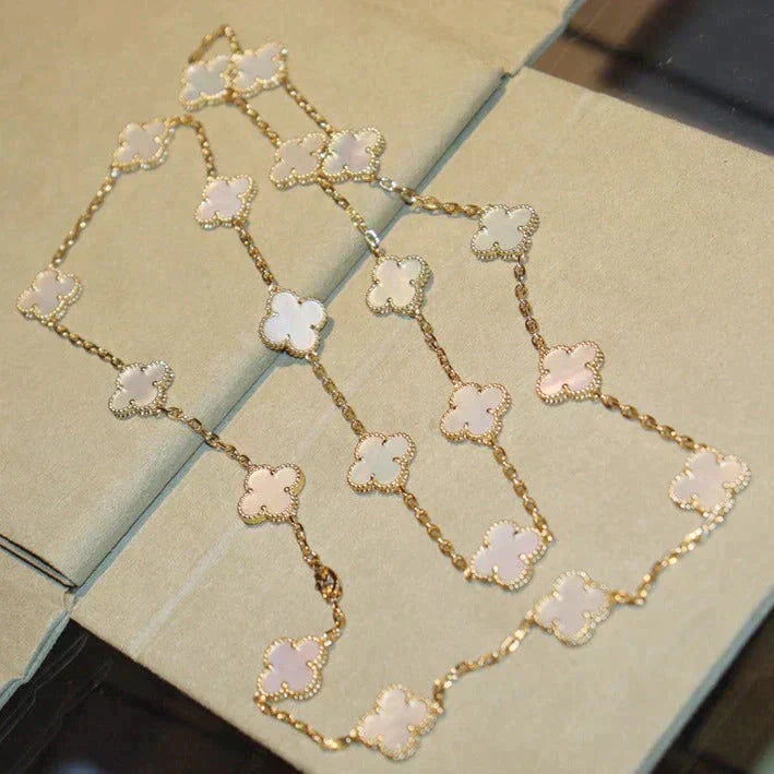 [Angela Jewellery]CLOVER 20 MOTIFS WHITE MOP NECKLACE