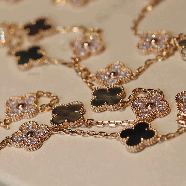 [Angela Jewellery]CLOVER 20 MOTIFS DARK MOP DIAMOND  NECKLACE