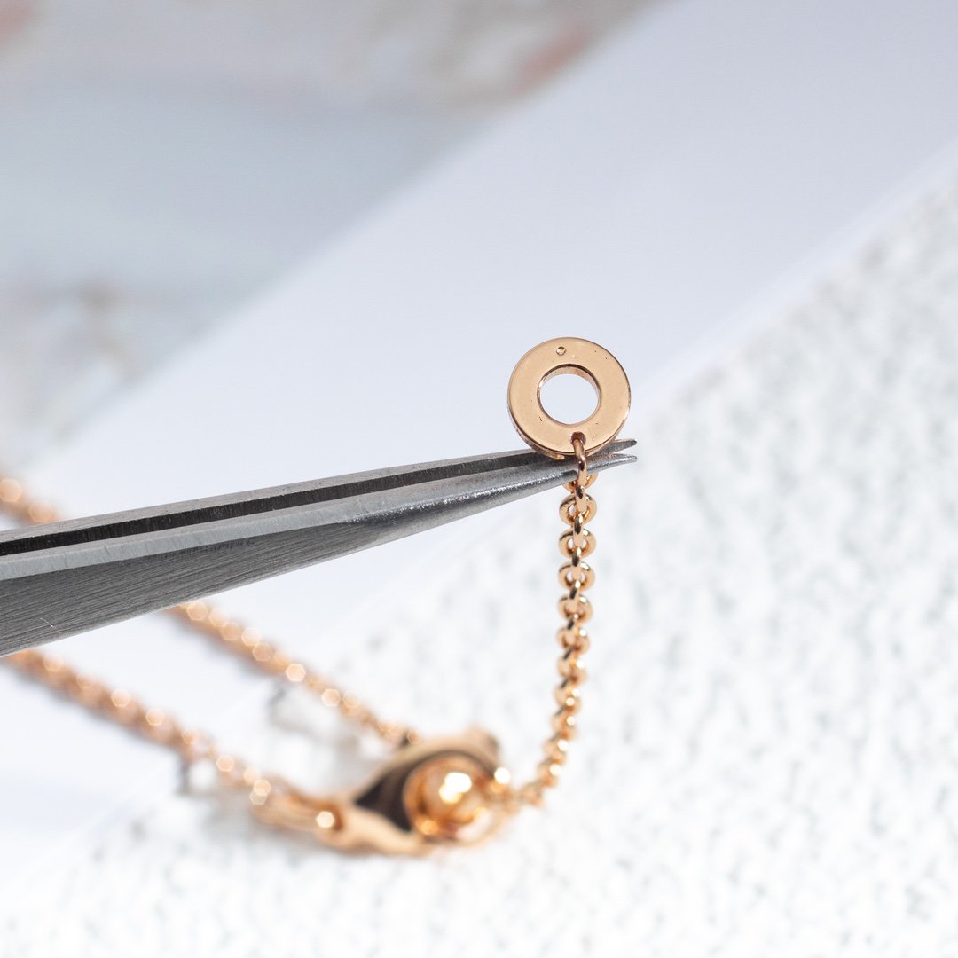 [Angela Jewellery]ZERO 1 WHITE CERAMIC PINK GOLD DIAMOND NECKLACE