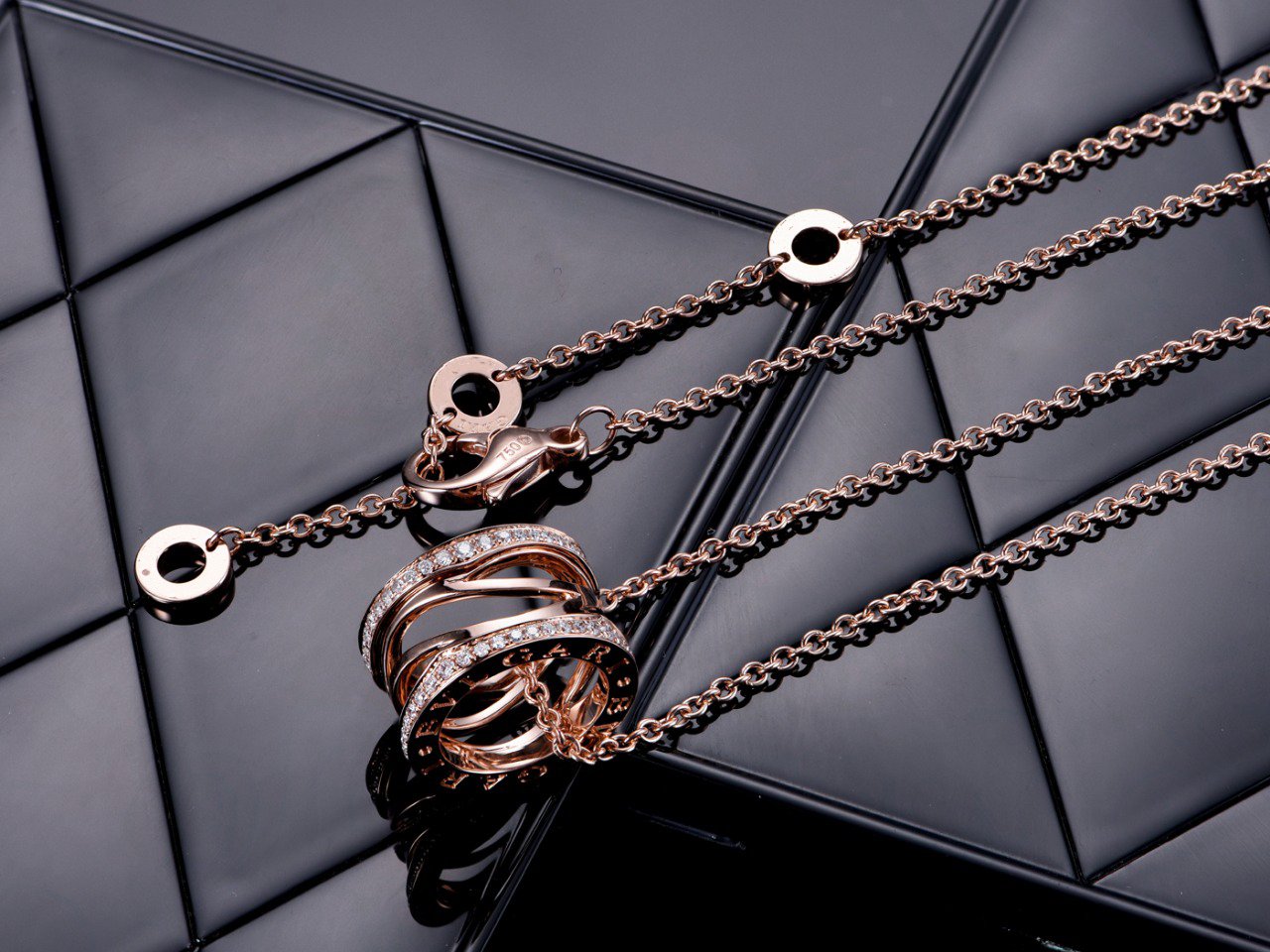 [Angela Jewellery]ZERO 1 PINK GOLD DIAMOND OPEN NECKLACE