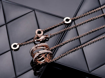 [Angela Jewellery]ZERO 1 PINK GOLD DIAMOND OPEN NECKLACE