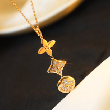 [Angela Jewellery]STAR AND SUN DIAMOND PINK GOLD NECKLACE