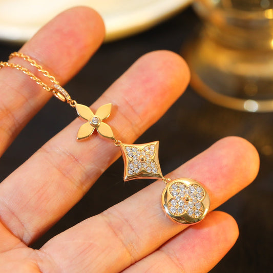 [Angela Jewellery]STAR AND SUN DIAMOND PINK GOLD NECKLACE