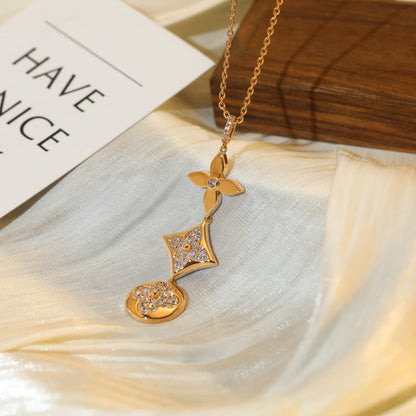 [Angela Jewellery]STAR AND SUN DIAMOND PINK GOLD NECKLACE