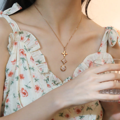 [Angela Jewellery]STAR AND SUN DIAMOND PINK GOLD NECKLACE