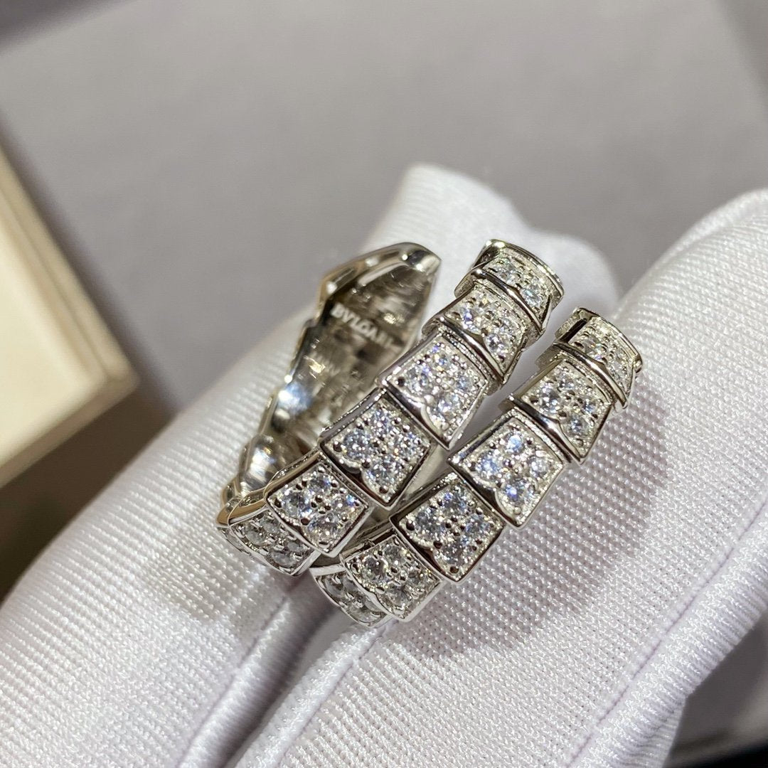 [Angela Jewellery]SERPENTI DOUBLE RING SILVER DIAMOND PAVED