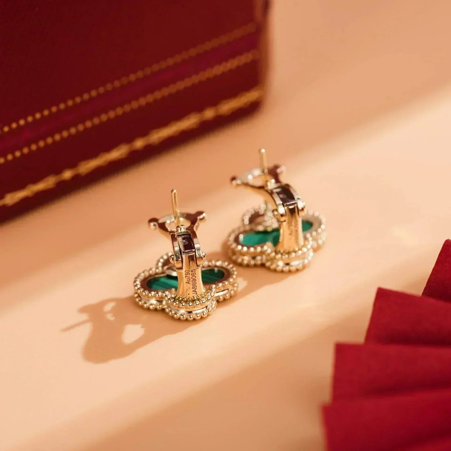 [Angela Jewellery]CLOVER MEDIUM 1 MOTIFS MALACHITE  EARRINGS