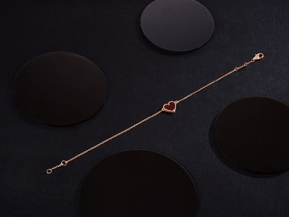 [Angela Jewellery]HEART CARNELIAN PINK GOLD BRACELET