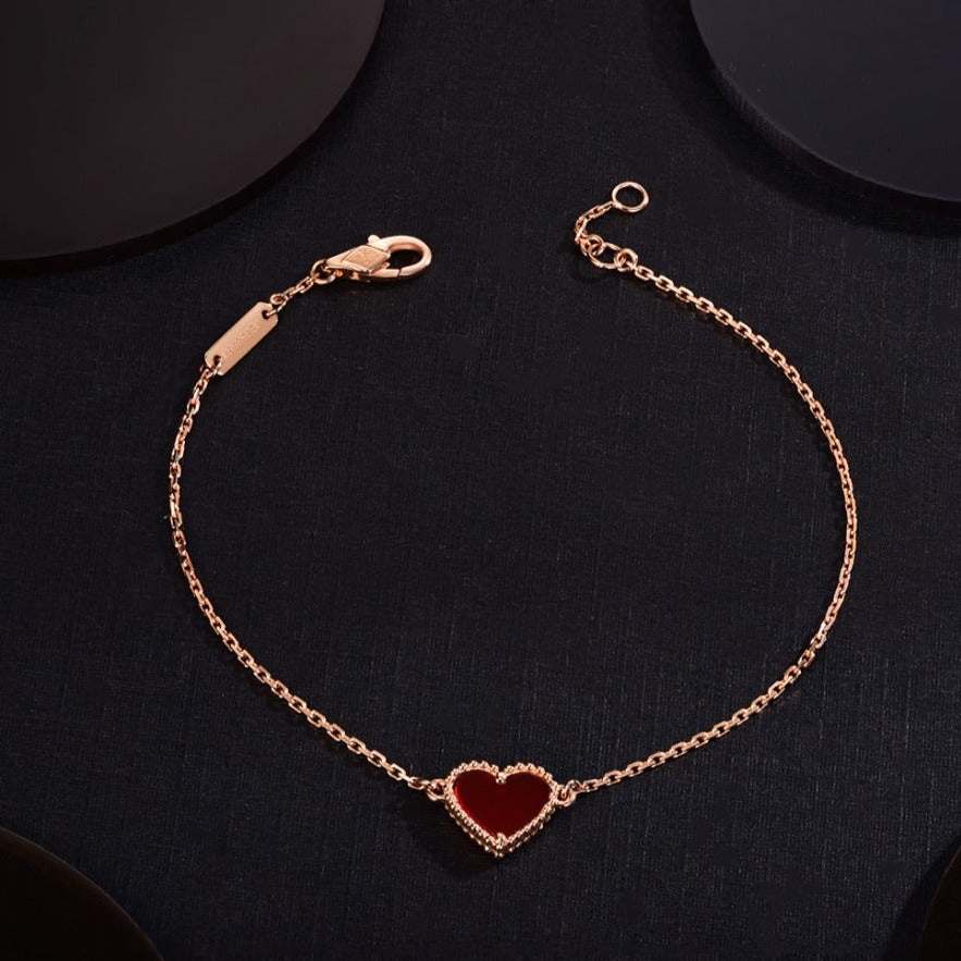 [Angela Jewellery]HEART CARNELIAN PINK GOLD BRACELET