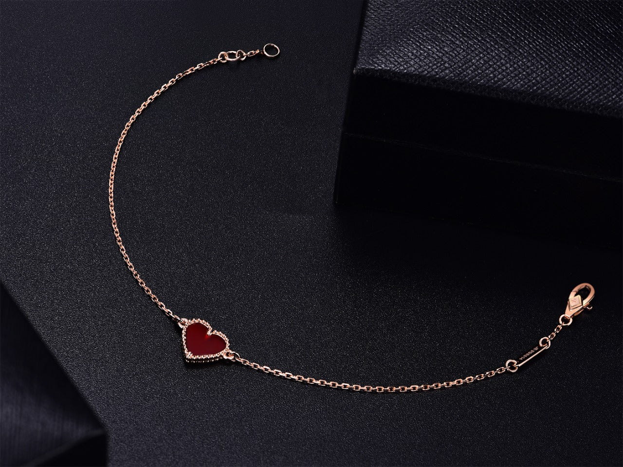 [Angela Jewellery]HEART CARNELIAN PINK GOLD BRACELET