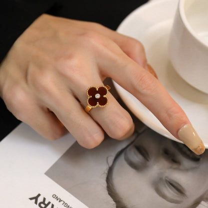 [Angela Jewellery]CLOVER CARNELIAN RING ROSE GOLD DIAMOND