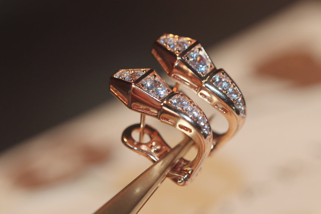 [Angela Jewellery]SERPENT PINK GOLD DIAMOND EARRINGS