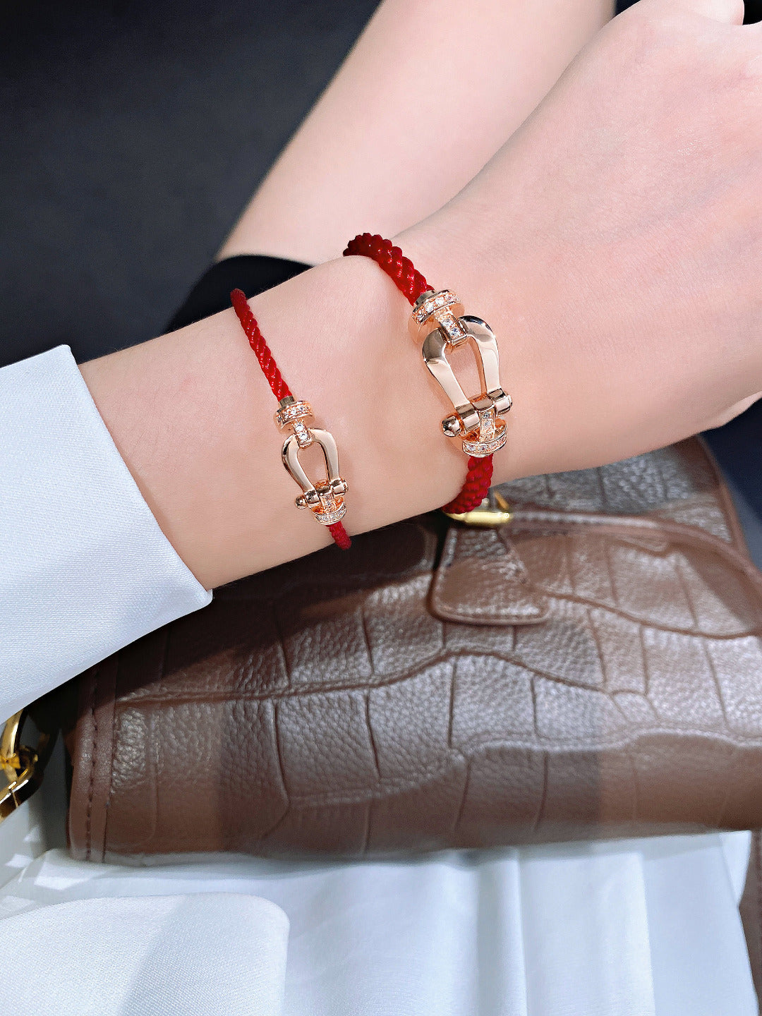 [Angela Jewellery]FORCE 10 HALF DIAMOND PINK GOLD RED CORDERI LARGE AND MEDIUM MODEL