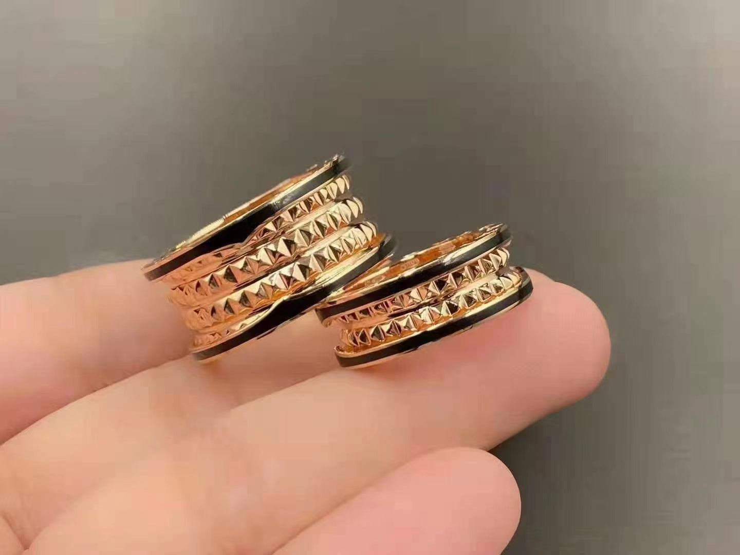 [Angela Jewellery]ZERO 1 ROCK BLACK CERAMIC PINK GOLD LARGE MODEL
