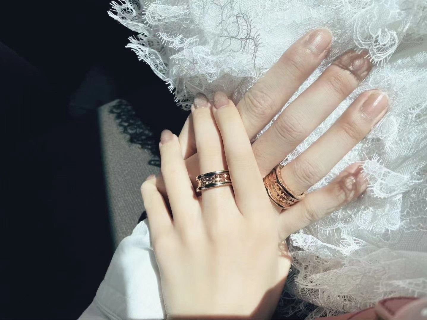 [Angela Jewellery]ZERO 1 ROCK BLACK CERAMIC PINK GOLD LARGE MODEL