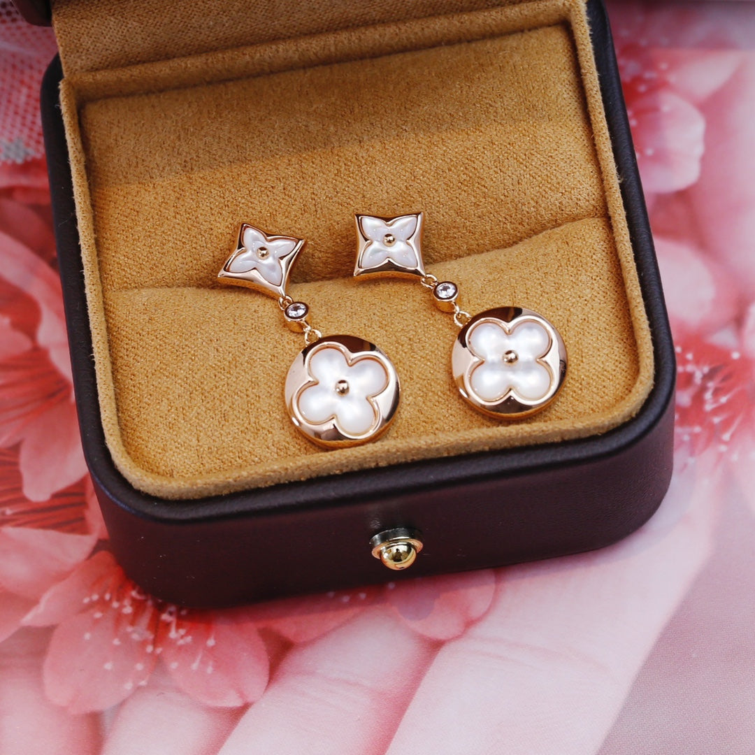 [Angela Jewellery]STAR AND SUN PINK GOLD MOP DROP EARRINGS