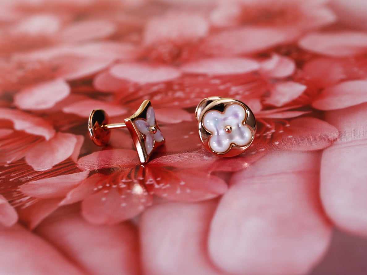 [Angela Jewellery]STAR AND SUN PINK GOLD MOP STUD EARRINGS