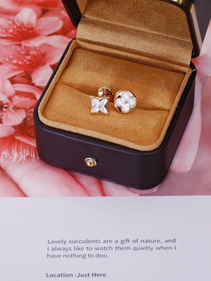 [Angela Jewellery]STAR AND SUN PINK GOLD MOP STUD EARRINGS