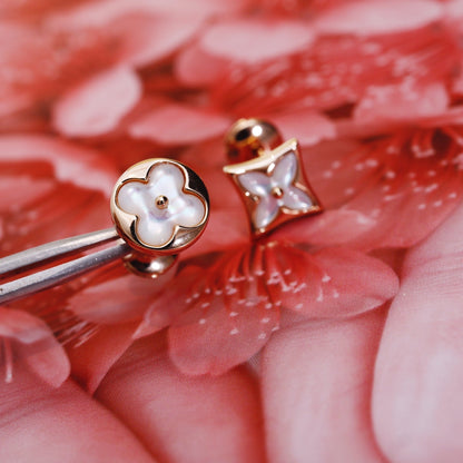 [Angela Jewellery]STAR AND SUN PINK GOLD MOP STUD EARRINGS
