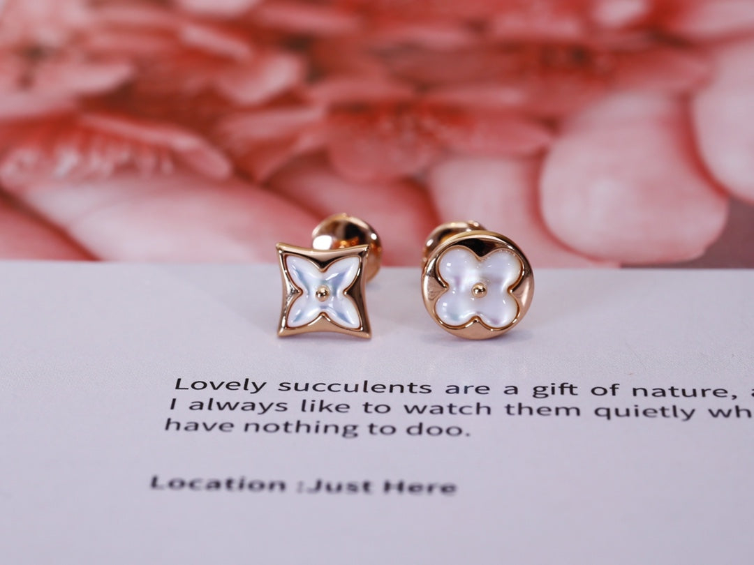 [Angela Jewellery]STAR AND SUN PINK GOLD MOP STUD EARRINGS