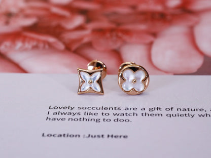 [Angela Jewellery]STAR AND SUN PINK GOLD MOP STUD EARRINGS