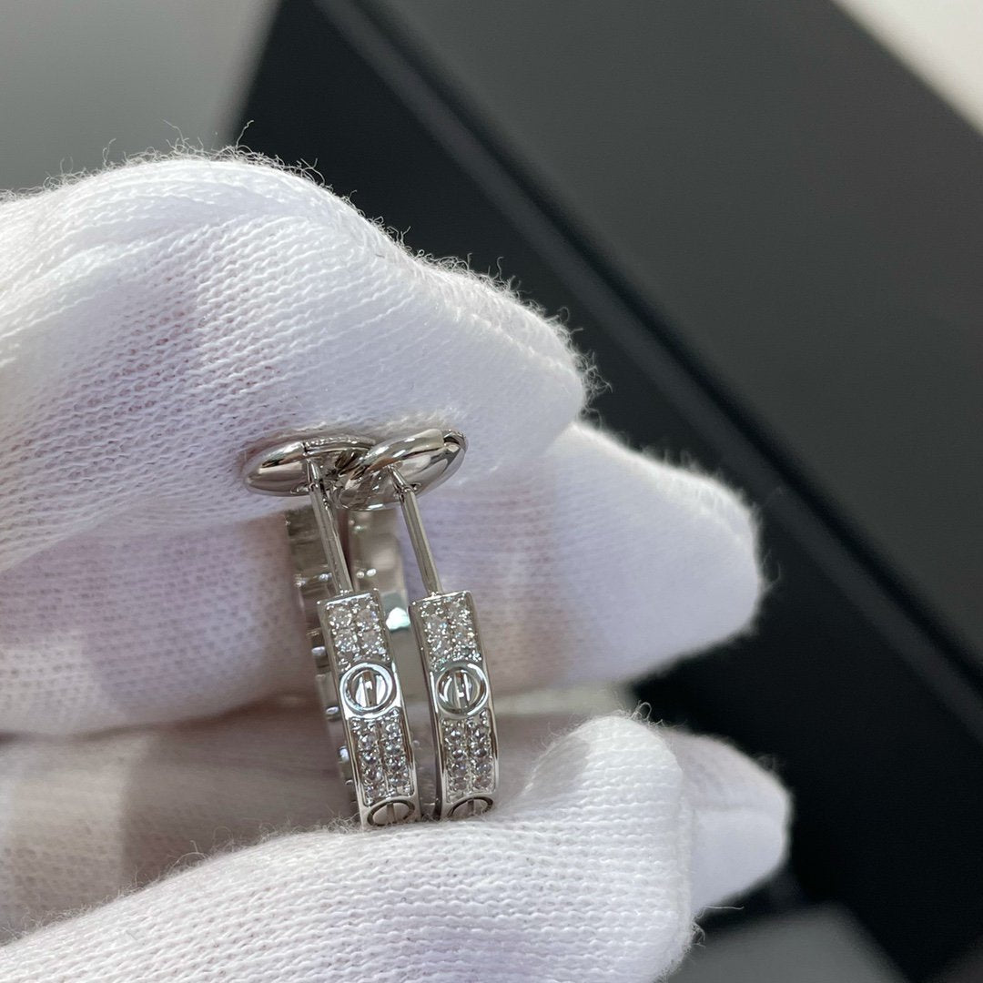 [Angela Jewellery]LOVE DIAMOND SILVER HOOP EARRINGS