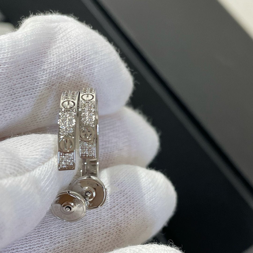 [Angela Jewellery]LOVE DIAMOND SILVER HOOP EARRINGS