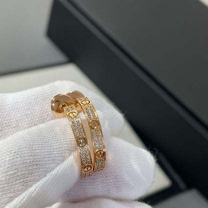 [Angela Jewellery]LOVE DIAMOND PINK GOLD HOOP EARRINGS