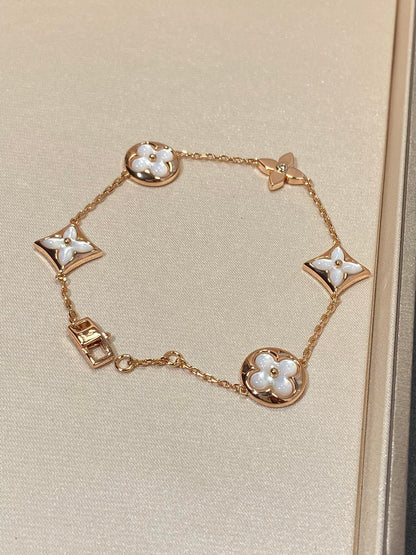 [Angela Jewellery]STAR AND SUN 5 MOTIF MOP PINK GOLD BRACELET