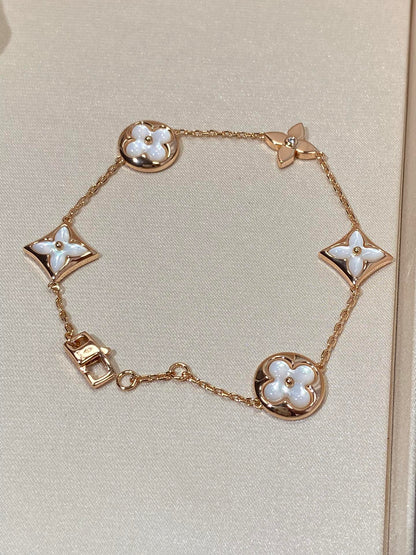 [Angela Jewellery]STAR AND SUN 5 MOTIF MOP PINK GOLD BRACELET