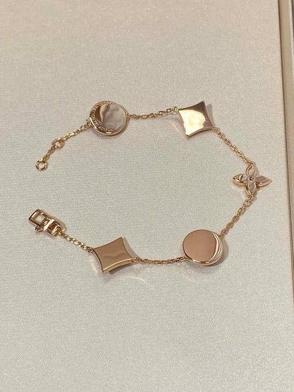 [Angela Jewellery]STAR AND SUN 5 MOTIF MOP PINK GOLD BRACELET
