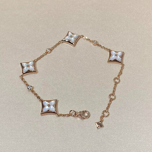 [Angela Jewellery]STAR 4 MOTIF MOP DIAMOND PINK GOLD BRACELET