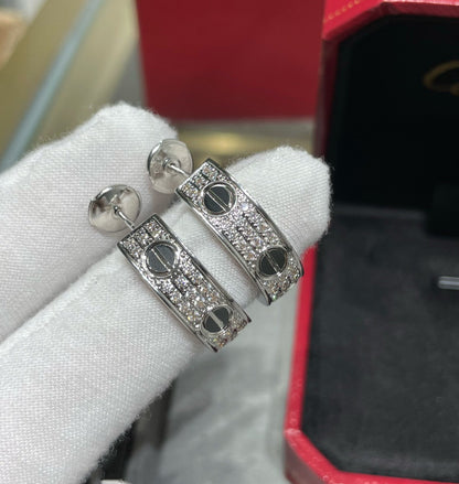 [Angela Jewellery]LOVE CERAMIC DIAMOND PAVED SILVER EARRINGS