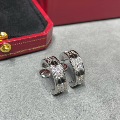 [Angela Jewellery]LOVE CERAMIC DIAMOND PAVED SILVER EARRINGS