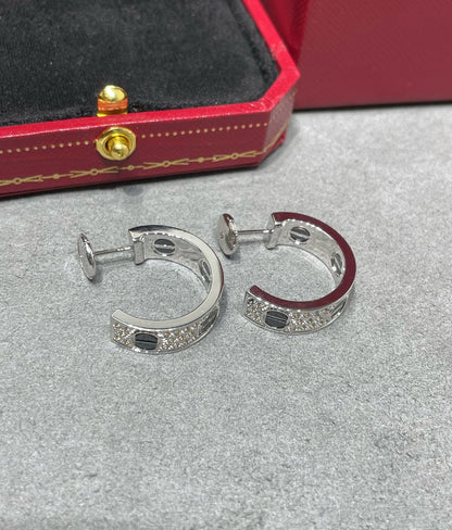 [Angela Jewellery]LOVE CERAMIC DIAMOND PAVED SILVER EARRINGS