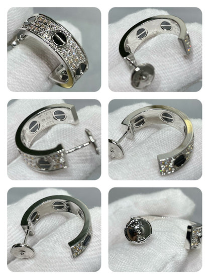 [Angela Jewellery]LOVE CERAMIC DIAMOND PAVED SILVER EARRINGS