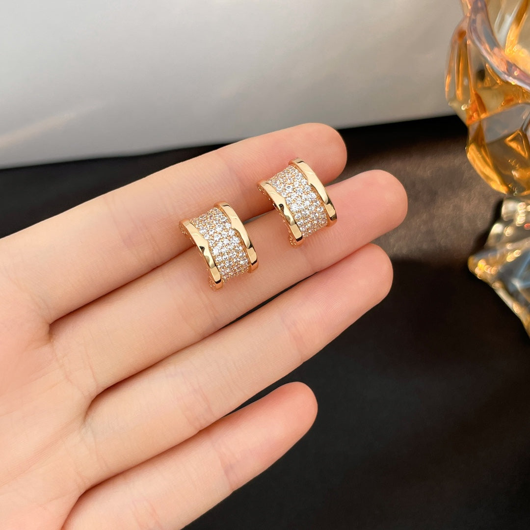 [Angela Jewellery]ZERO 1 DIAMOND PAVED EARRINGS
