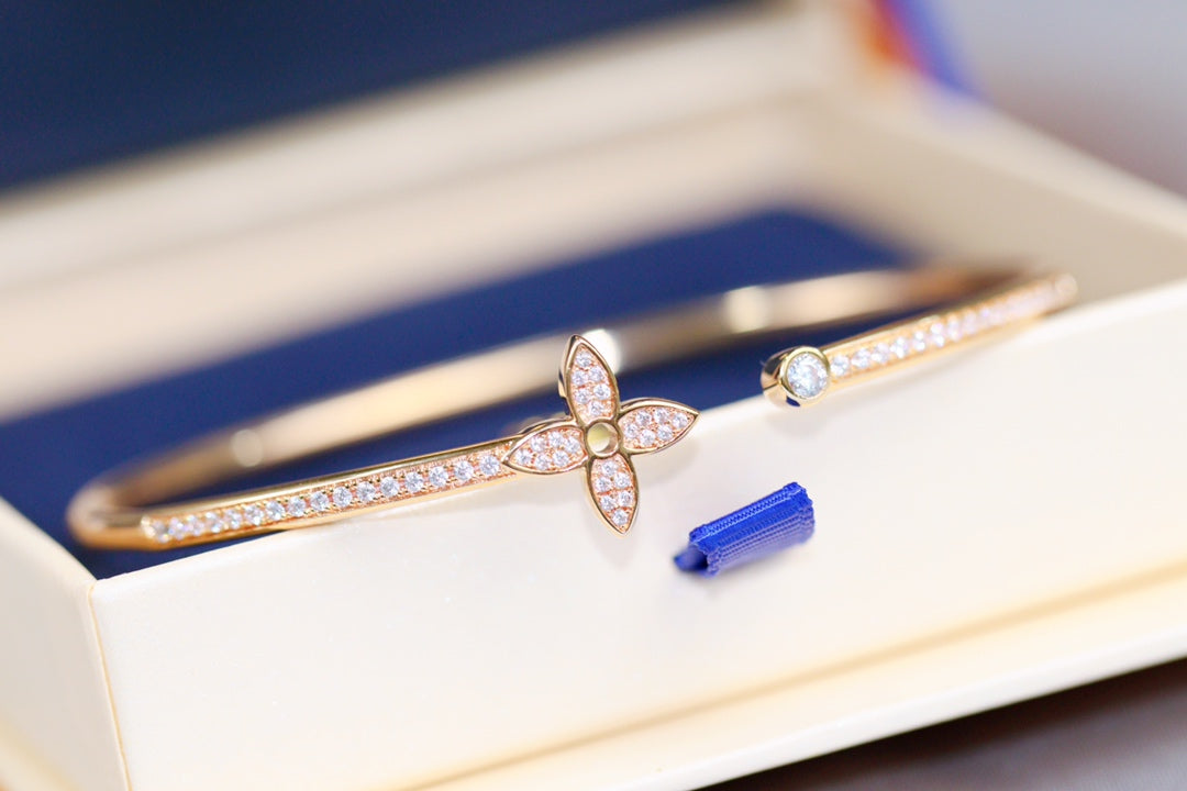 [Angela Jewellery]IDYLLE PINK GOLD OPEN BRACELET DIAMOND PAVED
