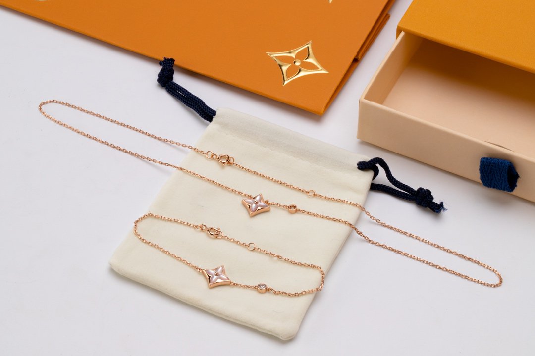 [Angela Jewellery]STAR PINK MOP 1 DIAMOND PINK GOLD NECKLACE
