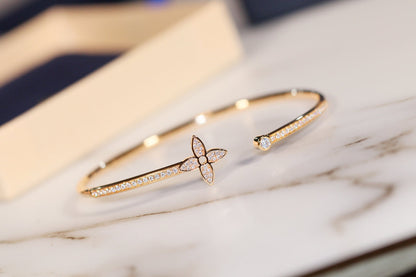 [Angela Jewellery]IDYLLE GOLD OPEN BRACELET DIAMOND PAVED