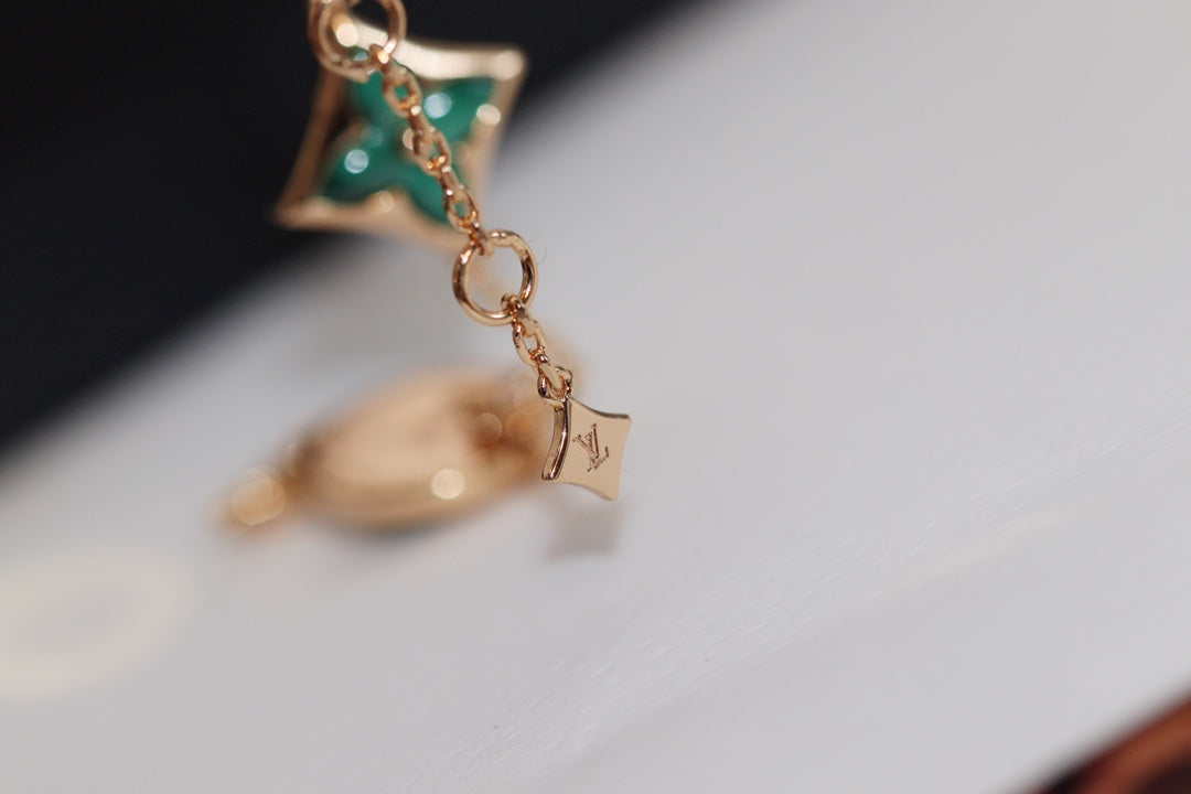 [Angela Jewellery]STAR AND SUN 4 MOTIF PINK GOLD MALACHITE BRACELET