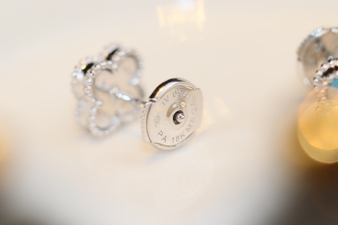 [Angela Jewellery]CLOVER MINI TURQUOISE SILVER STUD EARRINGS