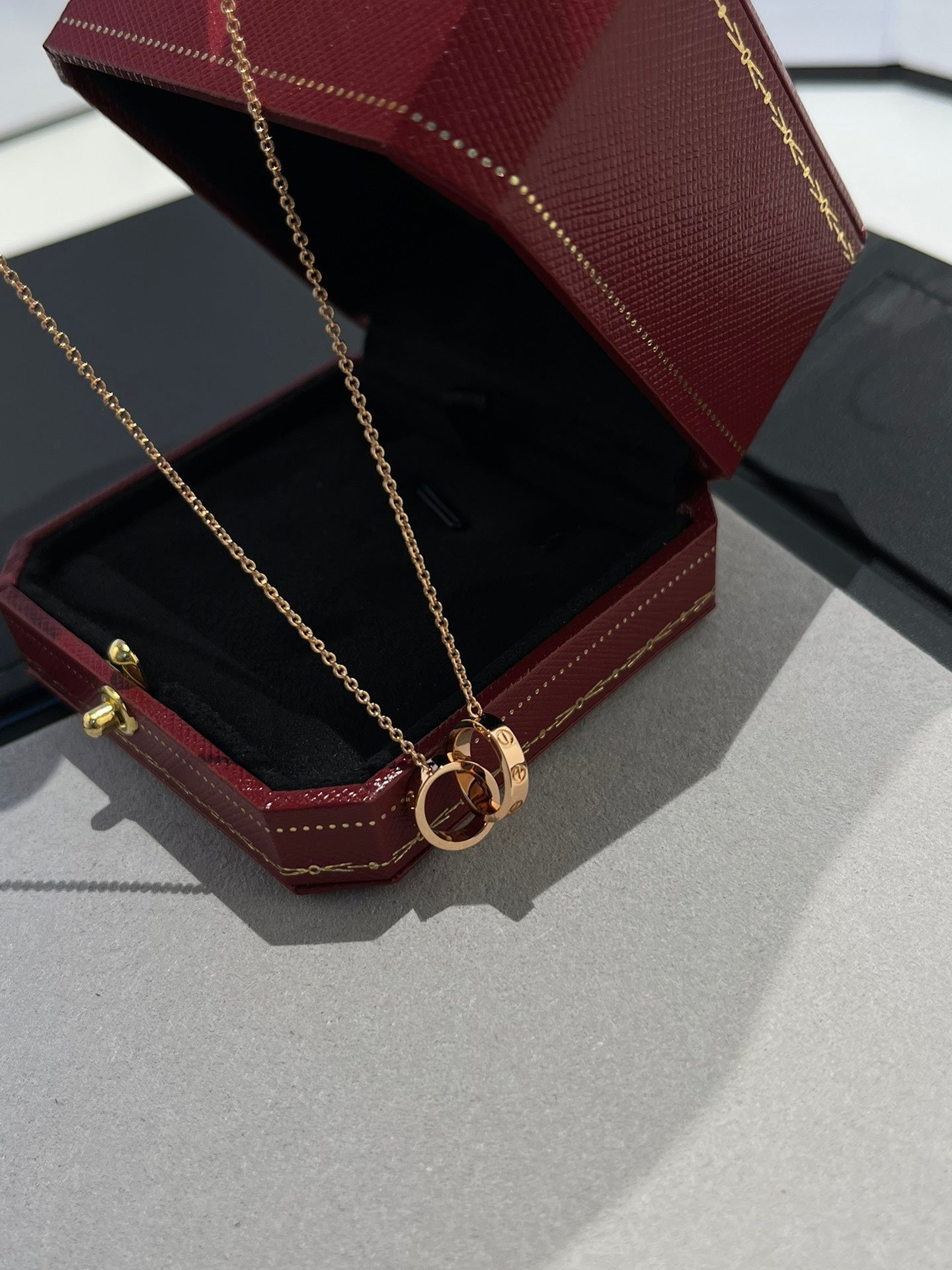 [Angela Jewellery]LOVE NECKLACE DOUBLE RING PINK GOLD