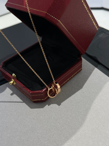[Angela Jewellery]LOVE NECKLACE DOUBLE RING PINK GOLD