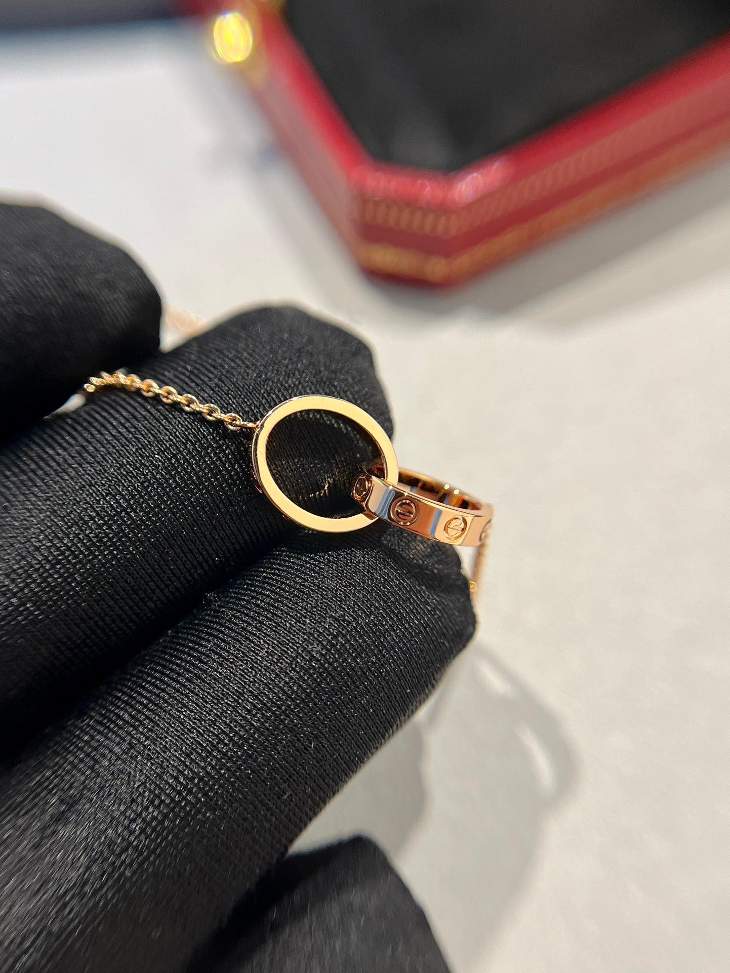 [Angela Jewellery]LOVE NECKLACE DOUBLE RING PINK GOLD